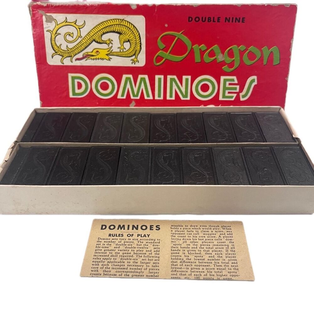 Halsam Dragon Dominoes 1940's-1950's vtg USA Chicago